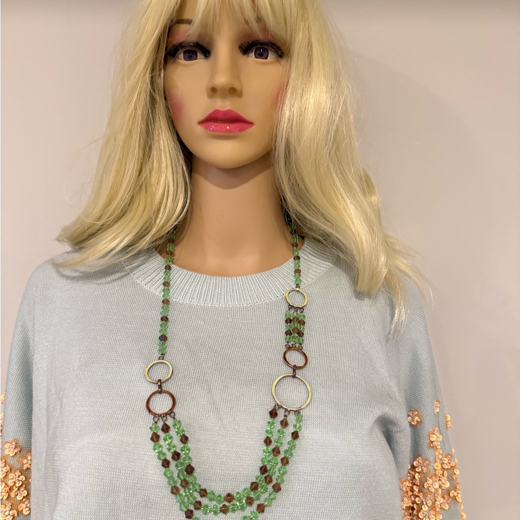 Laila Rowe Chic Green And Brown Beaded Necklace 20$